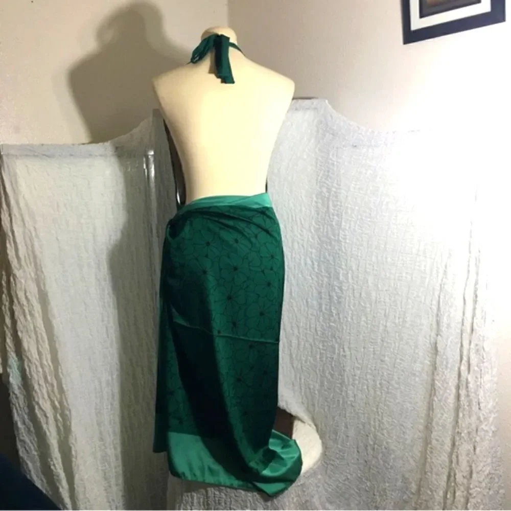 Green Floral Swimsuit & Sarong Set Size Large